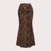 Elegant Leopard Print Fishtail Midi Skirt For Women – Stretchable Polyester Wrap Hemline Skirt – Office & Evening Wear_ecoleips.com