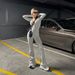 Sexy V-Neck Jumpsuit With Long Sleeves – Stretchy Polyester Bodysuit, Slim-Fit One-Piece Pantsuit For Women, Streetwear-Inspired Button-Up Romper_ecoleips.com