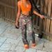 Women's Clothing Autumn New Fashion Leaf Print Straight High Waist Multi Color Overalls_ecoleips.com