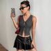 Women's Clothing New Lace Up Slim Fashion Top_ecoleips.com
