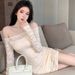 Women's Clothing Plus Size Slim Skirt Long Sleeve Dress Sexy Lace One Shoulder High End Fat Hip Skirt_ecoleips.com