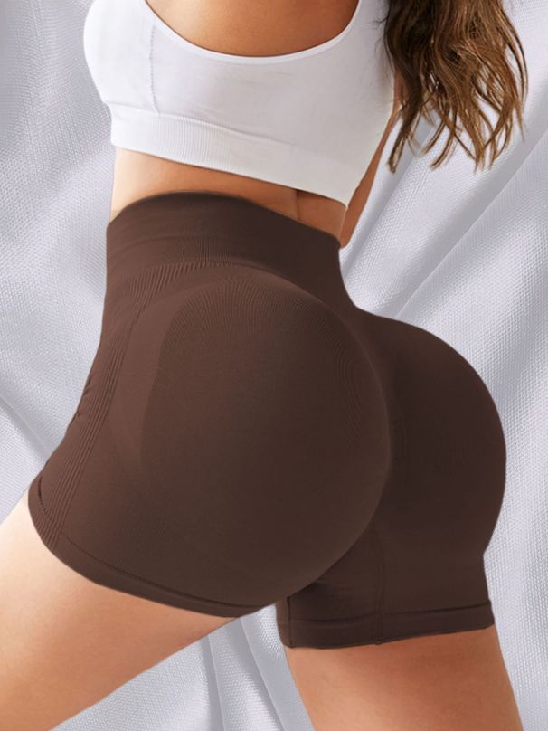 Women's Clothing Hip Lifting Seamless Yoga Pants High Waist High Elastic Solid Color Breathable Quick Drying Sports Fitness Pants Tight Shorts_ecoleips.com