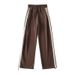 Retro College Style Side White Edge Webbing Sports Pants Women's Autumn New Slim Elastic High Waist Drawstring Pants Trendy_ecoleips.com