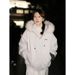 girl 2025 New Winter Women's Down Parka With Large Fur Collar, Loose Fit, Slimming Short Thickened Workwear Cotton Jacket_ecoleips.com