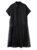 2026 Summer New Patchwork Mesh Shirt Dresses For Woman Short Sleeve Loose Casual Vintage Ladies Dress Fashion Elegant Clothing_ecoleips.com