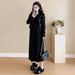 Autumn New Korean Style Embroidered Top + Pleated Tank Two-Piece Maternity Dress_ecoleips.com
