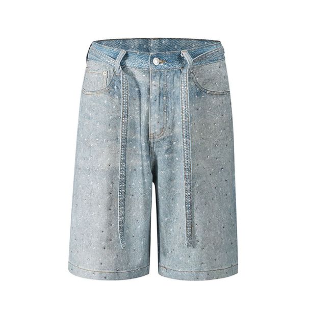 Women's Clothing Washed Diamond Belt Denim Shorts Jeans_ecoleips.com