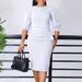 C8612 European And American Plus Size 2025 New Fashion Solid Color Round Neck Slim Fit OL Bodycon African Dress_ecoleips.com