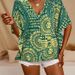 Casual Shirt Print Resort-Style Bat Sleeve Top_ecoleips.com