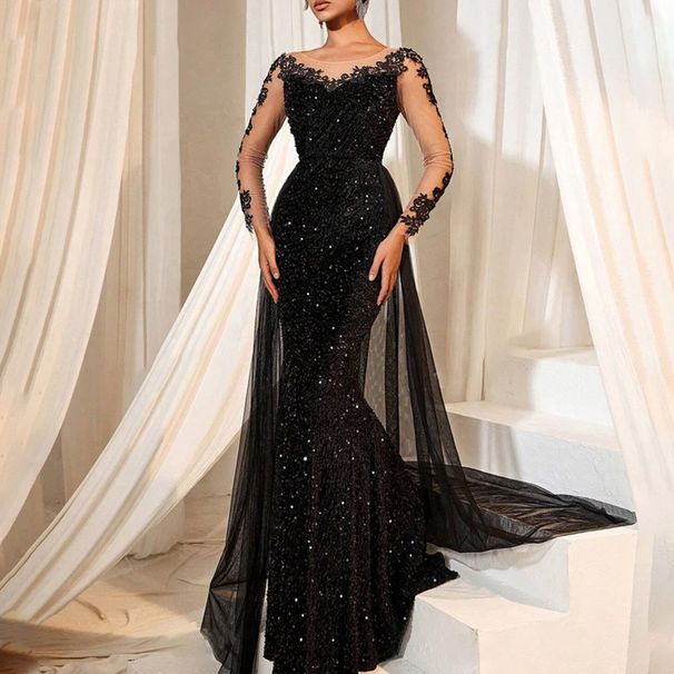 2025ladies' Ball Gown Long Skirt Temperament Fashionable And Elegant Long Lace Party Evening Dress_ecoleips.com