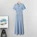 Women's Clothing Summer Knitted Dress Round Neck Short Sleeve Slimming Shimmering Hollow Out Elegant Casual England Style_ecoleips.com