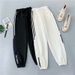 Women's Korean Style Harajuku Loose Fit Slimming Tapered Leg Sweatpants Casual Pants For Spring Autumn_ecoleips.com