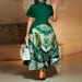 Women's Clothing Women's Plus Size Dress Elegant Lapel Ruffle Sleeve Full Skirt Style Summer Fashionable For Formal & Casual For Women_ecoleips.com