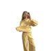 Women's Knit Sweater Set With Printed Design - Soft Cotton Blend Pullover & Straight Leg Pants In Pink, Yellow, Brown_ecoleips.com