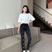 Stylish Rhinestone-Embellished Stretch Leggings - Faux Denim Design, High Waist, Skinny Fit, Comfortable & Versatile For Women_ecoleips.com