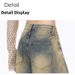 Retro Washed Distressed Rivet Ripped Straight Leg Jeans Men Women Street Style Loose Fit Slimming Wide Leg Trousers Casual Cotton_ecoleips.com
