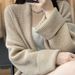 Women's Long Sleeved Sweater Jacket Thickened Mid-Length Solid Color Knitted Cardigan Loose And Lazy Style Outer Wear_ecoleips.com