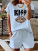 Women’s 2 Piece Outfit Set – Oversized Graphic T-Shirt And Biker Shorts Matching Set, Casual Summer Lounge Tracksuit For Daily Wear-314_ecoleips.com