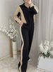 Women's Style Two Piece Set Autumn Winter Color Block Warm Top Striped High Waisted Trousers_ecoleips.com