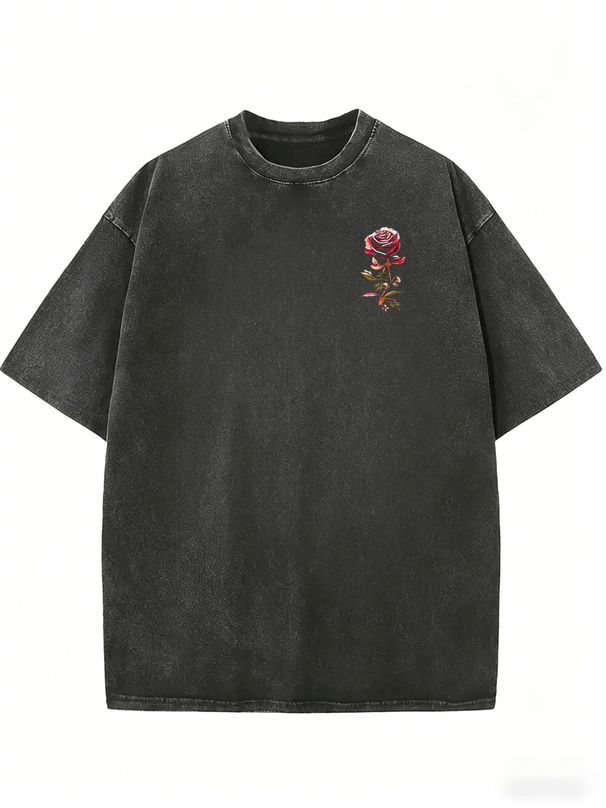 Unisex Retro Washed Graphic T-Shirt, Oversized Casual Street Fashion Tee For Daily Outfits_ecoleips.com