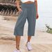 Summer Women's Capri Pants Thin Wide Leg Cotton Linen Blend with Pockets European American Fashion Style_ecoleips.com
