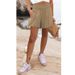 2025s Women's Clothing 2025 Solid Color High Waist Shorts Casual Pants_ecoleips.com