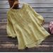 Breathable Linen Cotton Blend Plus Size Embroidered T-Shirt For Women - Loose Fit Bohemian Style Casual Top With Short Sleeves_ecoleips.com
