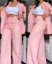 Women's Clothing Summer Elegant Suit With Split Sleeve Lapel And Straight Leg Pants Solid Color Spring/Autumn Wear_ecoleips.com