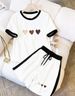 Women's Heart Print Short Sleeve Shorts Suit Casual Versatile Clothing Print_ecoleips.com