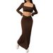 Voya Women's 2026 Spring/Summer New Collection Simple And Elegant Fashion Set Short Top Long Skirt Two Piece Set_ecoleips.com