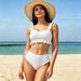Voya 2026 European American Bikini Sexy Backless Strap Swimsuit With Ribbed Stripes And Ruffles, Slimming_ecoleips.com