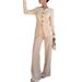 Women's Minimalist Suit Set – White Top & Straight-Leg Pants (S-XL, Autumn & Winter)_ecoleips.com