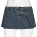American Style Spicy Girl Design Two-Layer Ultra-Short Denim Vintage Waist Large Button Hip-Lifting Half Skirt_ecoleips.com
