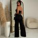 Women's Clothing New Fashion Slim Solid Color Tube Top Wide Leg Pants Suit Two Piece Set Delivery_ecoleips.com