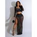 Women's Clothing Fashion Women's Solid Color Mesh Hot Diamond Long Sleeved Long Skirt Two Piece Set_ecoleips.com