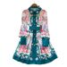 Women's Clothing Retro Lapel Long Sleeve Single Breasted Waist Slim Print A Line Shirt Dress_ecoleips.com