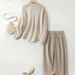 Women's Clothing Jacquard Striped Shirt Linen Pants Two Piece Suit Women Spring Fashion Design Pants Suit_ecoleips.com