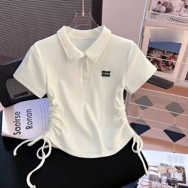 Women's Stylish Retro Cargo Pants Set With Unique Drawstring Short Sleeve Top Striped Summer Theme_ecoleips.com