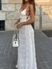 2026 Spring Summer New Halter Tie Sexy Open Back Lace Trim Cami Top, Beach Cover Up_ecoleips.com