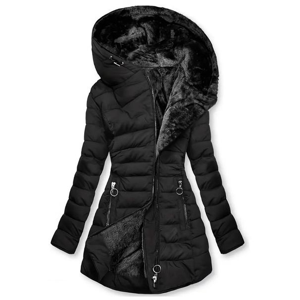 girl Girl European And American Style Cross-Border Women's Hooded Long Sleeve Jacket Waist-Cinching Slim Fit Elegant Cotton Coat_ecoleips.com