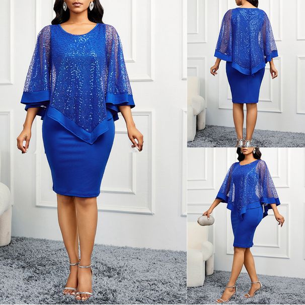 Women's Clothing Solid Color Shawl Sleeve Fashion Elegant Slim Hip_ecoleips.com