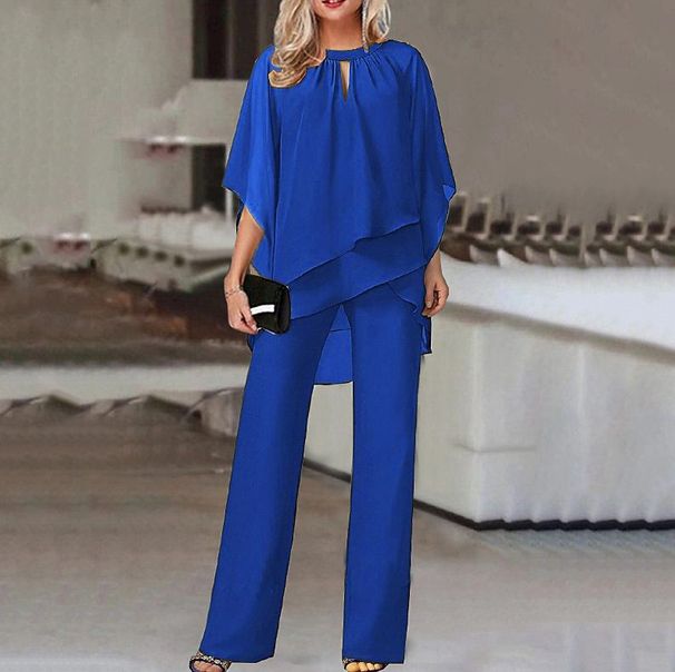 Women's Casual Off-The-Shoulder Batwing Sleeve Top And Trousers 2-Piece Set Elegant Party Suit For Spring Summer And Autumn_ecoleips.com