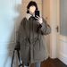 girl British Style Mid-Length Cotton Coat For Women Winter Vintage Lamb Wool Collar Warm Thickened Jacket_ecoleips.com