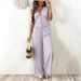 Women's Sleeveless Versatile Tie Waist Vest And Straight Wide Leg Pants Solid Color Two Piece Set_ecoleips.com