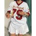 Women's Clothing Sports Style Hot American Retro Jersey Loose Street V Neck Striped Short Sleeved T Shirt Top_ecoleips.com