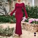 Women's Long Sleeved Dress Autumn Winter Sexy Bodycon Round Neck Fashionable Tight Long Dress_ecoleips.com