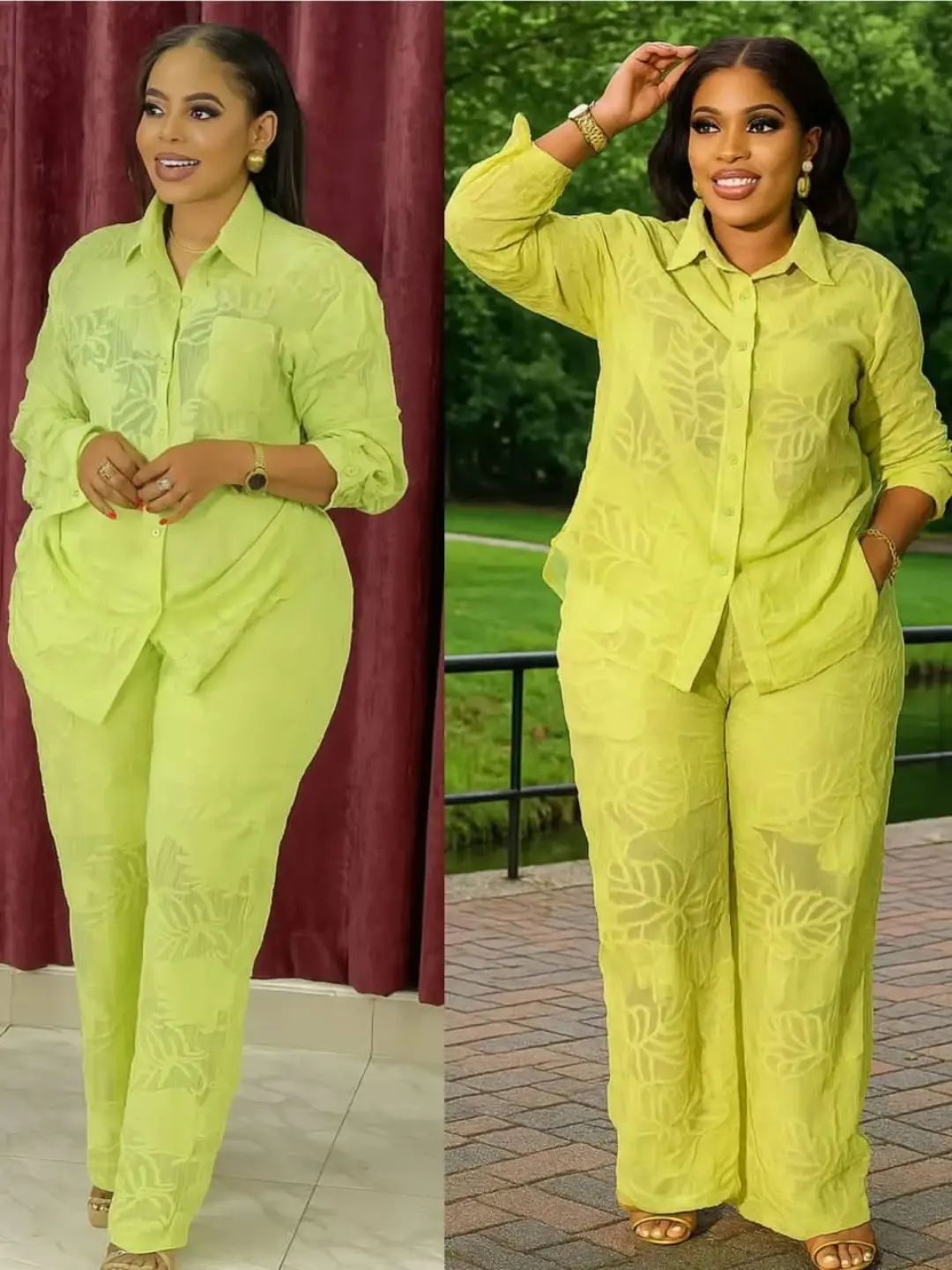 Spring Women's Clothing Patch Pocket Pant Set High Waisted Straight Leg With Long Sleeved Collared Shirt American Style_ecoleips.com