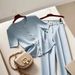 Women's Clothing Beautiful High End Super Good Looking Temperament Blue Two Piece Suit_ecoleips.com