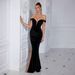 Women's Clothing Black Tube Top Party Evening Dress High End Sequined One Shoulder Neckline Slit Summer Dress_ecoleips.com