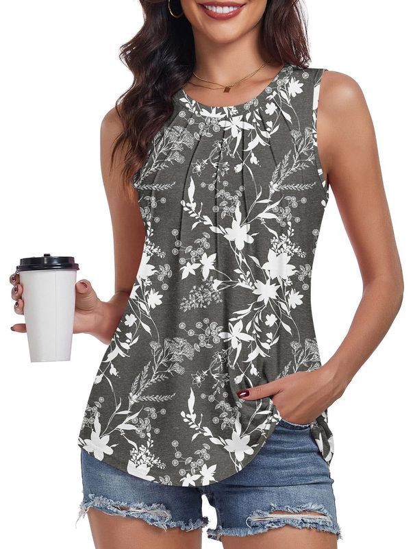 2025 Spring/Summer New Printed Round Neck Loose Sleeveless T-Shirt Top_ecoleips.com